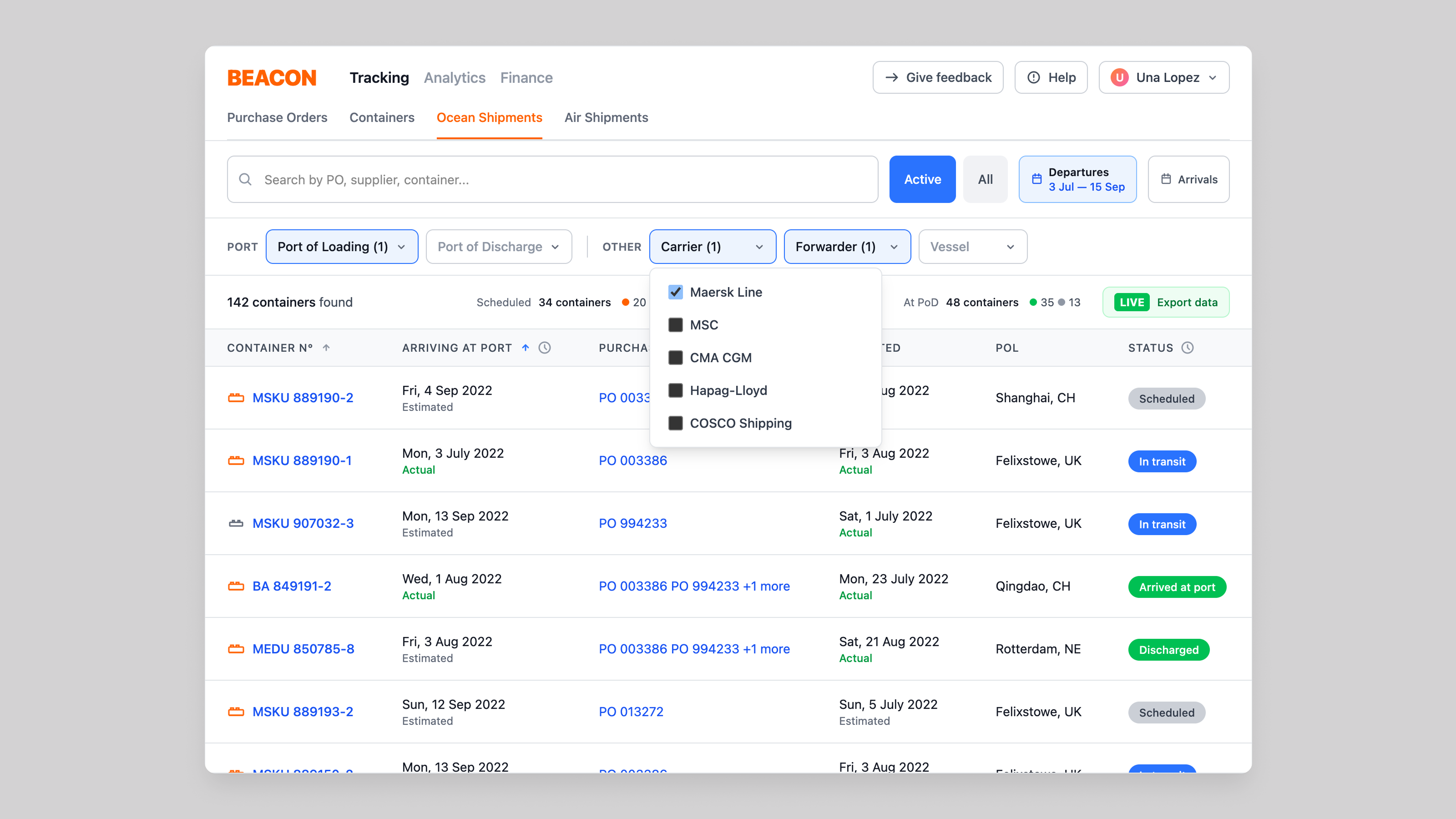 Beacon Tracker Interface